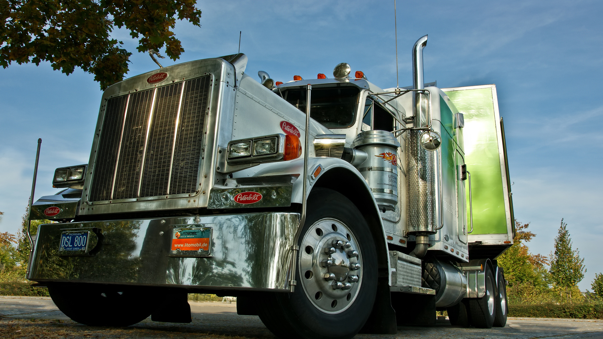 грузовик, хром, тягач, никель, peterbilt