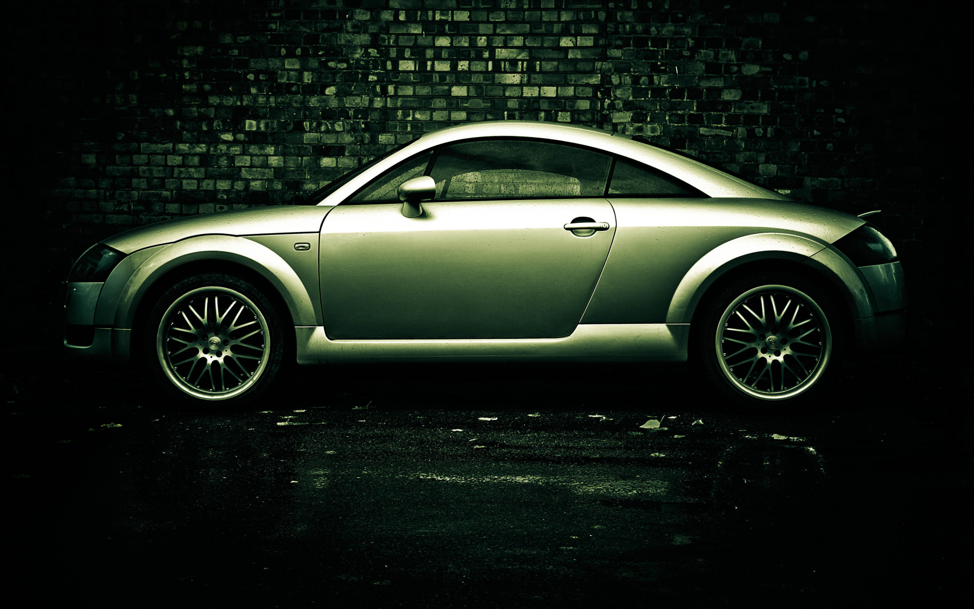 audi tt, стена, мокрая, капли, боком