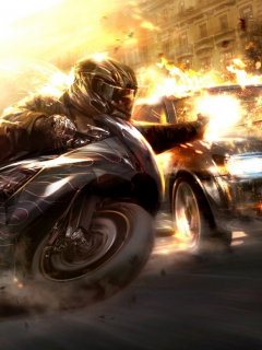 мотоцикл, скорость, машина, огонь, гонки, взрыв, wheelman