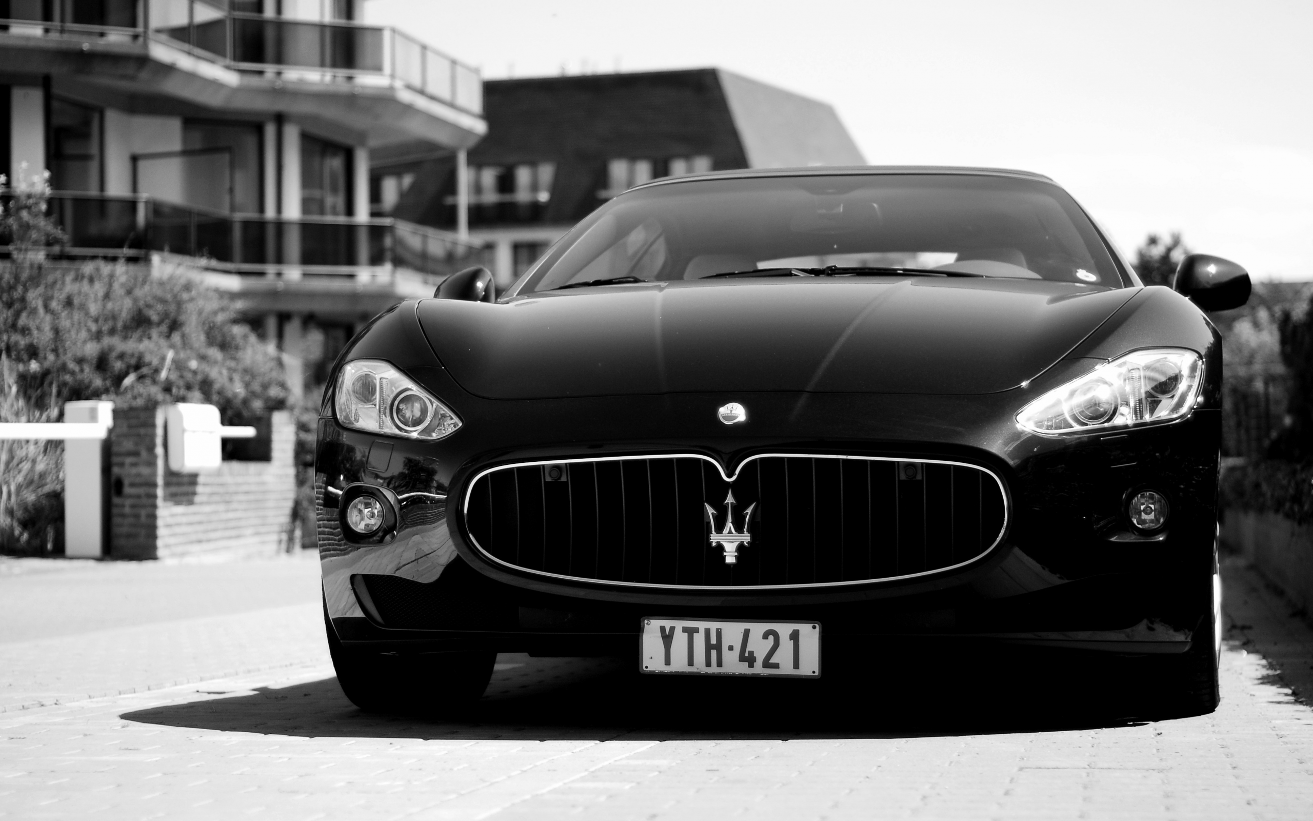 перед, maserati grantusrismo, черно-белое