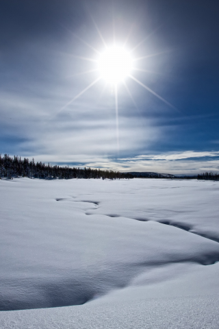 зима, озеро, frozen lost lake, снег