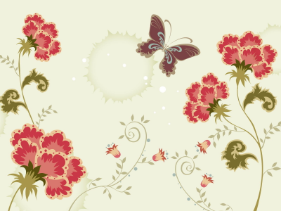 цветы, бабочка, фон