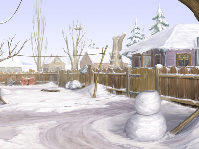 snow, дом, nature, забор, fence, house, winter, снег, деревья, 1920x1200, зима, picture, природа, trees, рисунок