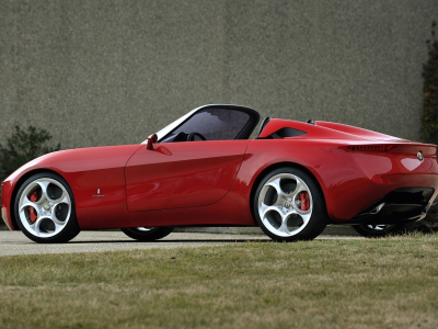 газон, alfa romeo, spider, red car