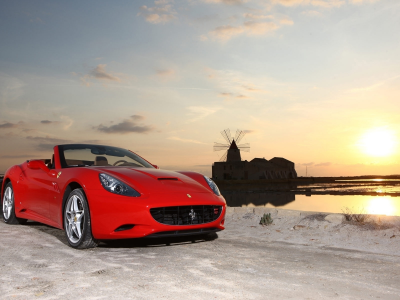 auto, природа, солнце, лучи, ferrari california, cars