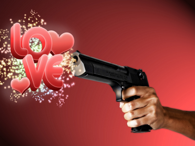 любовь, рука, i love you, красный фон, пистолет