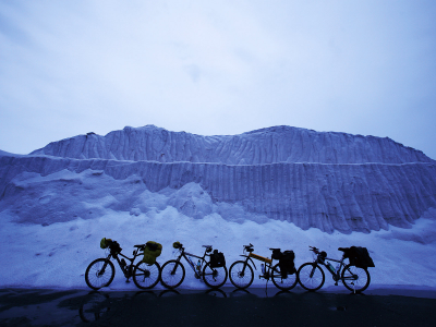 велосипеды, снег, пейзаж