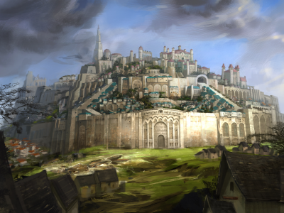 город, крепость, guild wars 2, рисунок