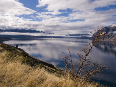 горы, фото, новая зеландия, природа, пейзажи, вода, вид, трава