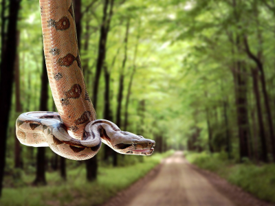 дорога, лес, змея