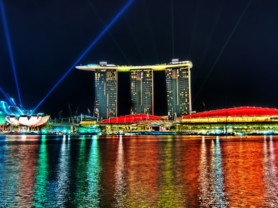 сингапур, огни, ночь