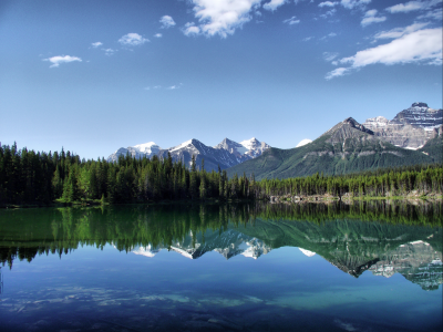 природа, озеро, горы, пейзаж, отражение, лес, reflection