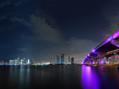 ночь, фиолетовый, мост