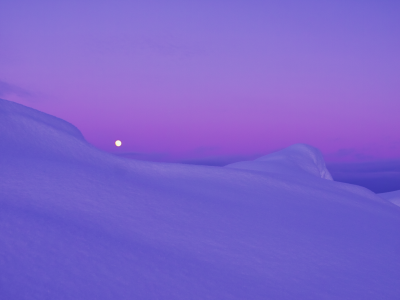 арктика, вечер, сиреневый, снег, луна, сумерки