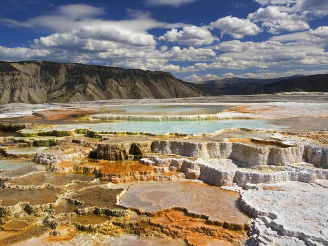 вода, горы, соль, national park, yellowstone, источник