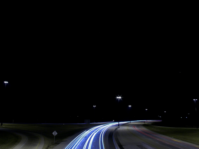 магистраль, ночной вид, дорога