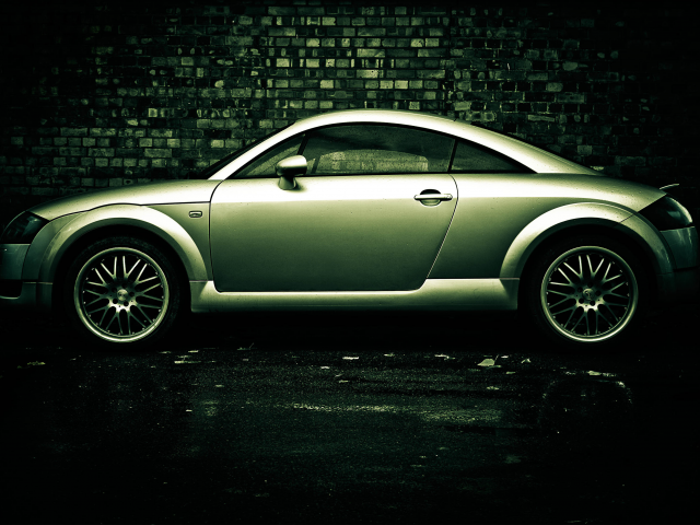 audi tt, стена, мокрая, капли, боком