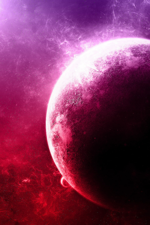 purple, планета, туманности, звезды