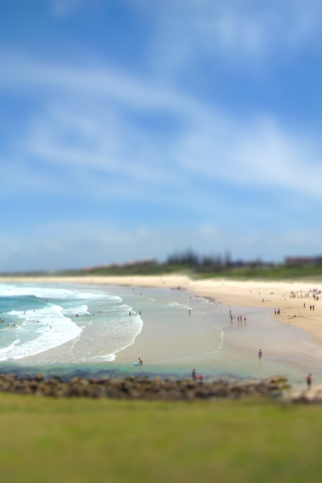 волны, yamba, море, австралия, песок, люди, пляж, прибой, pippi beach, побережье, берег