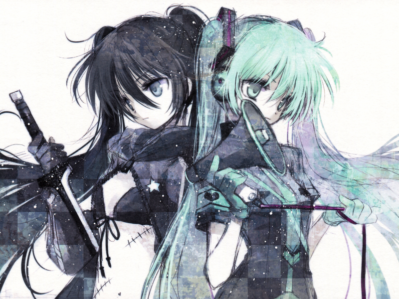 vocaloid, hatsune miku, black rock shooter, хацуне мику, вокалоид