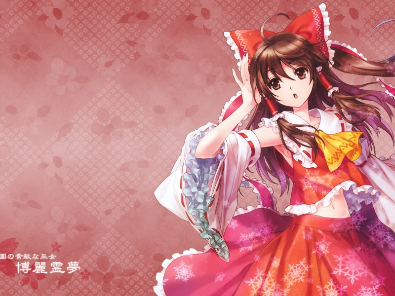 девушка, reimu hakurei, touhou, красный