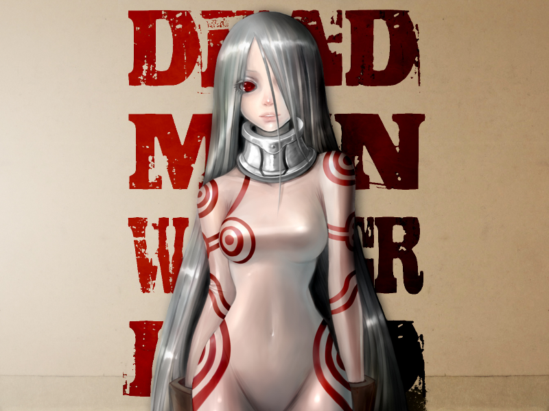 альбинос, девушка, надпись, красные глаза, стена, shiro, deadman wonderland