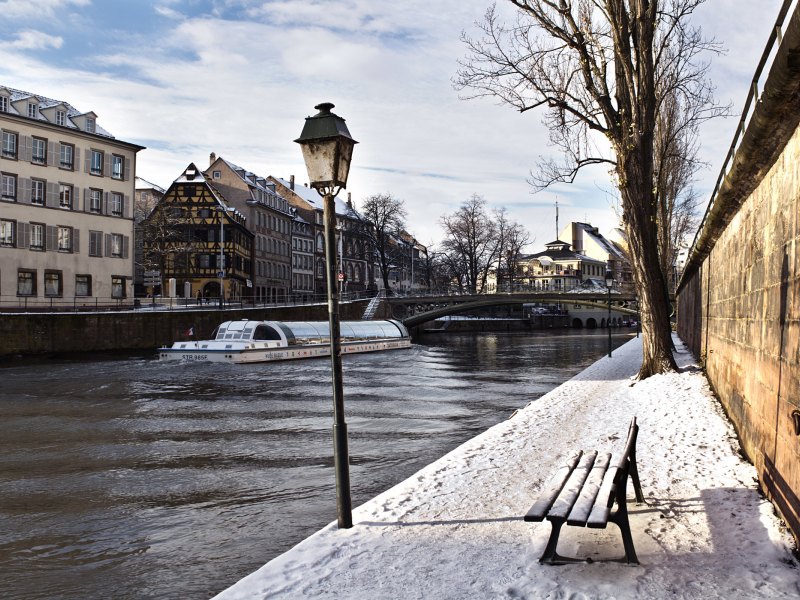 канал, strasbourg, зима