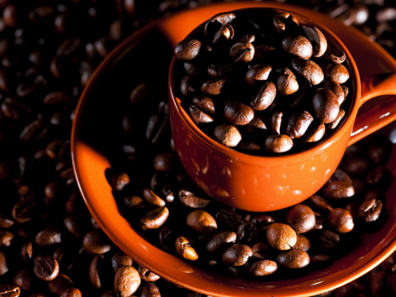 кружка, макро, кофе, beans, зерна, cup, macro, coffee