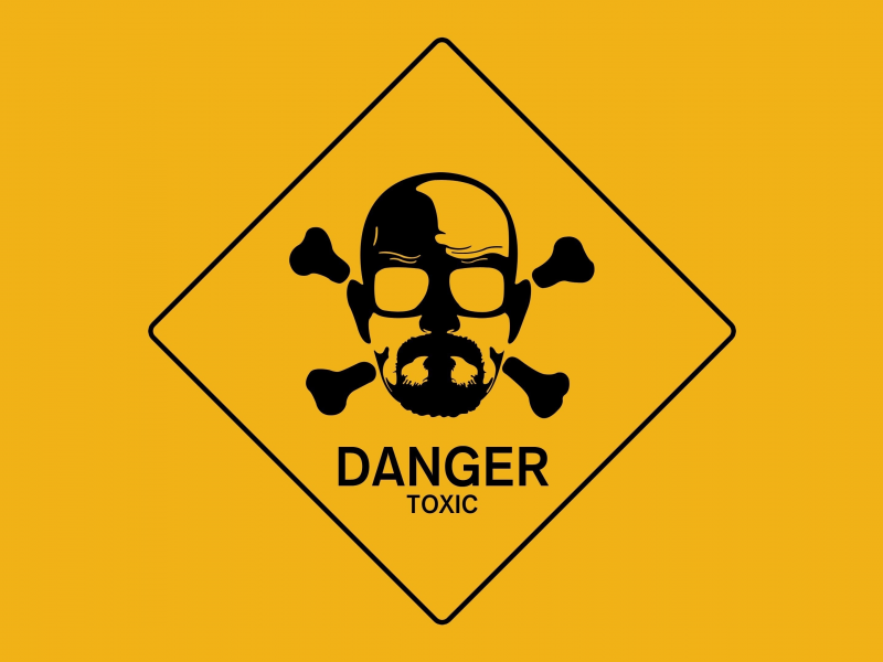 минимализм, danger, bryan cranston, breaking bad, знак, toxic, walter white, во все тяжкие