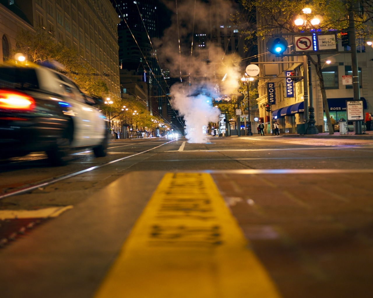 market street, ночь, san francisco, california, usa, калифорния