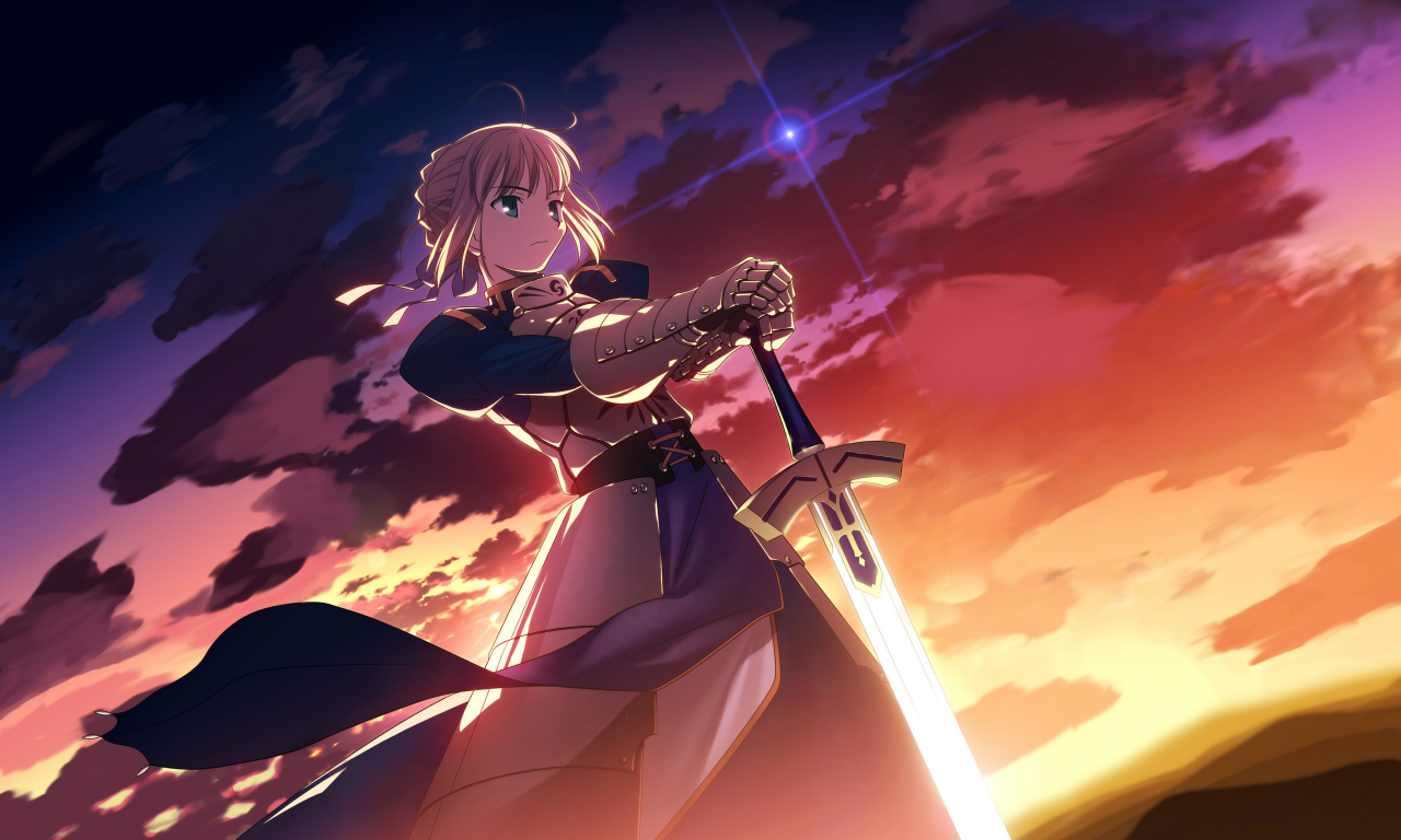 небо, fate-stay night, saber