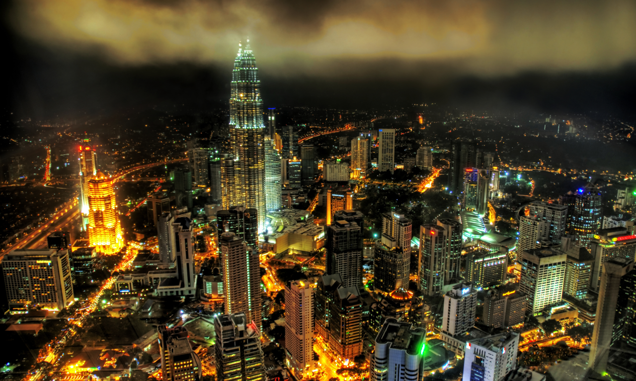 патронас, куала-лумпура, малайзия, город, ночь, высотки