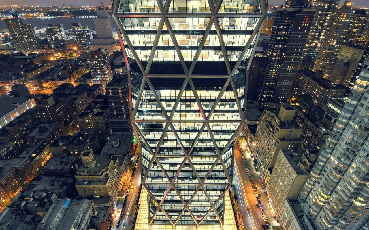 night, nyc, ночь, нью-йорк, midtown, огни, hearst tower, new york city, usa