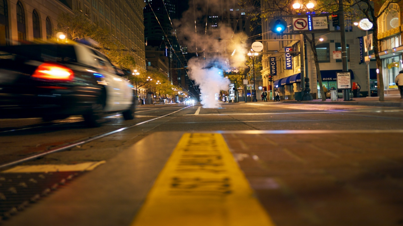 market street, ночь, san francisco, california, usa, калифорния