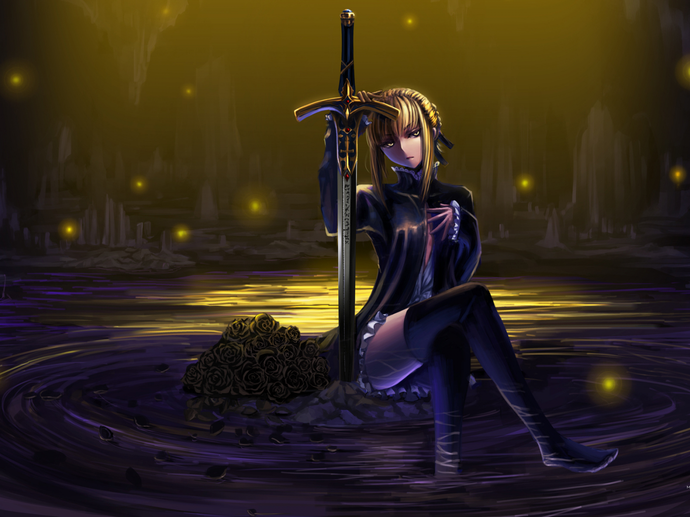 stay night, fate, взгляд, saber, девушка