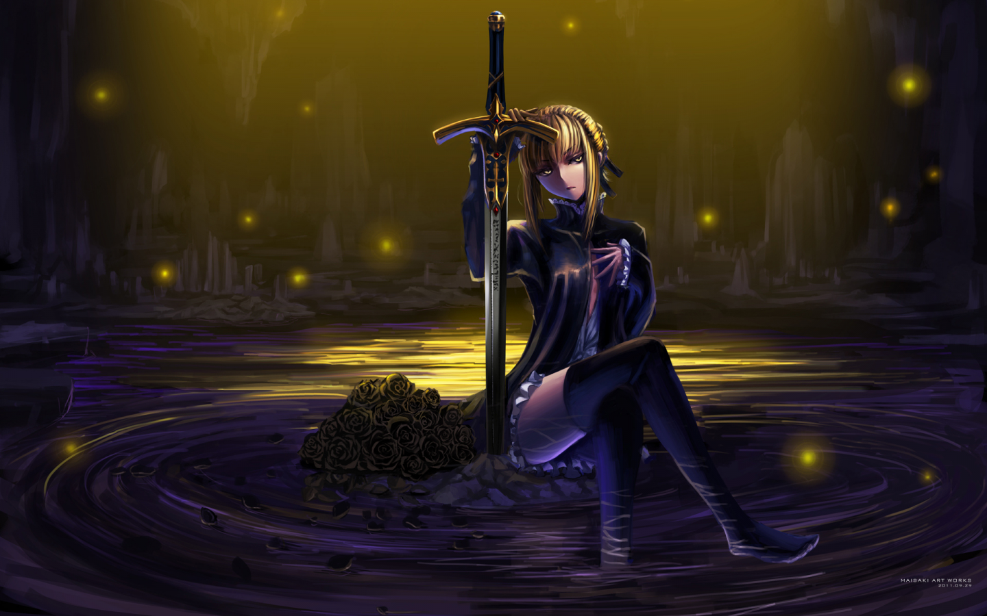 stay night, fate, взгляд, saber, девушка