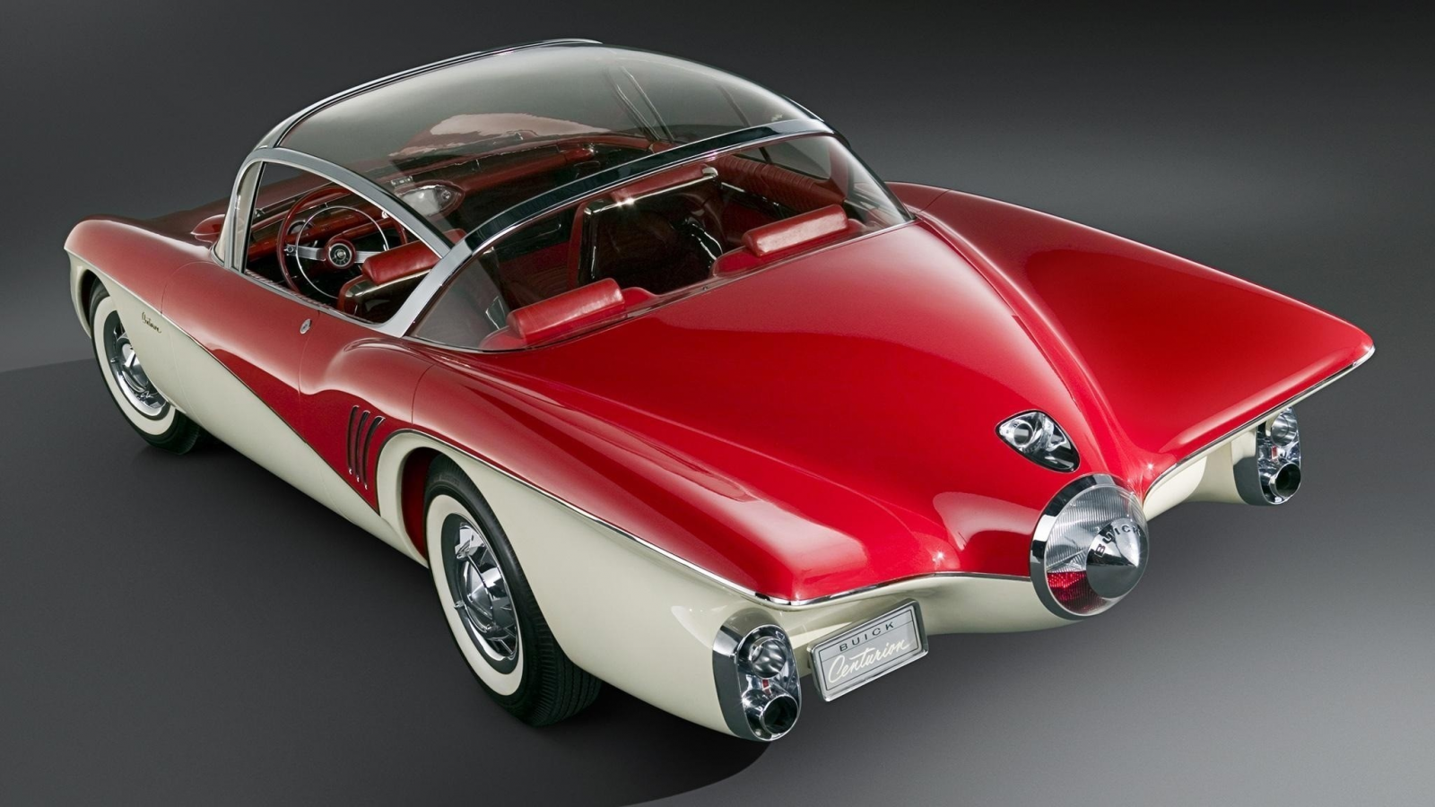 красный, centurion, 1956, сзади, concept, цвет, buick, car, вид, раритет