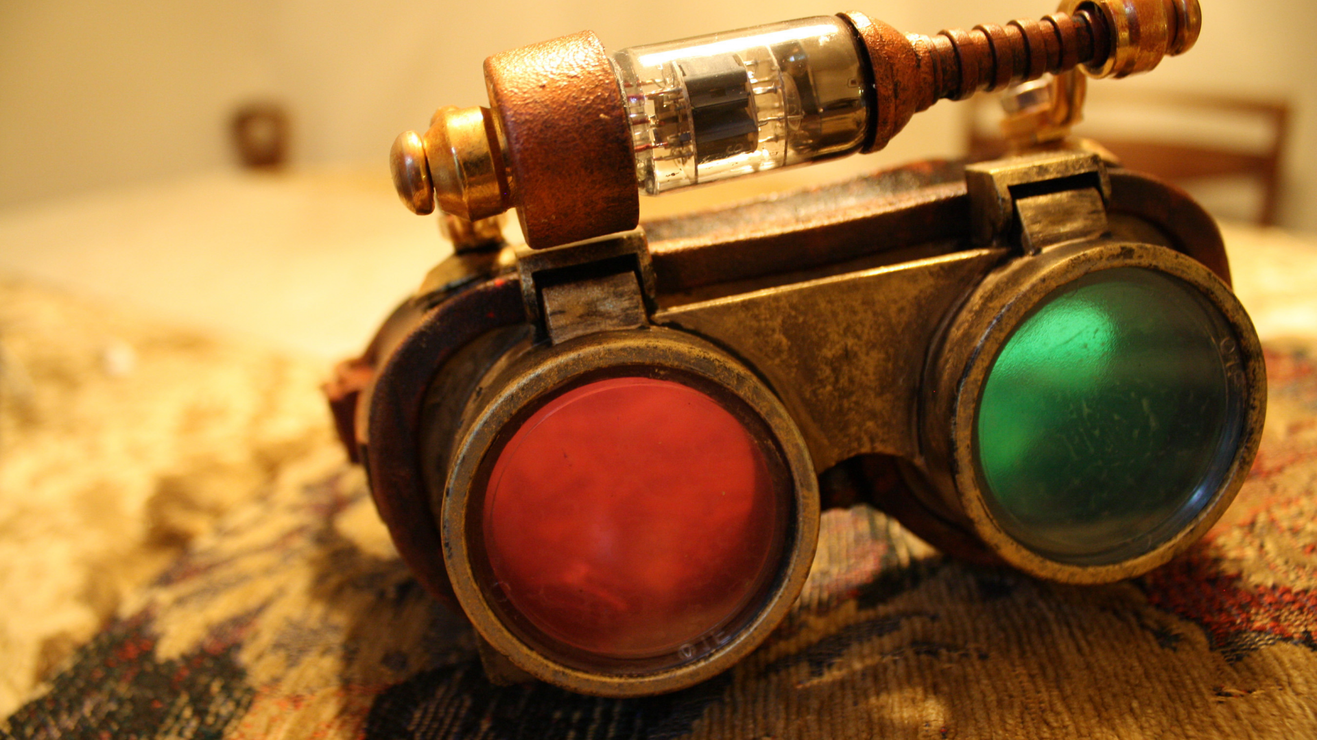 метал, steampunk, линзы, лампа, очки