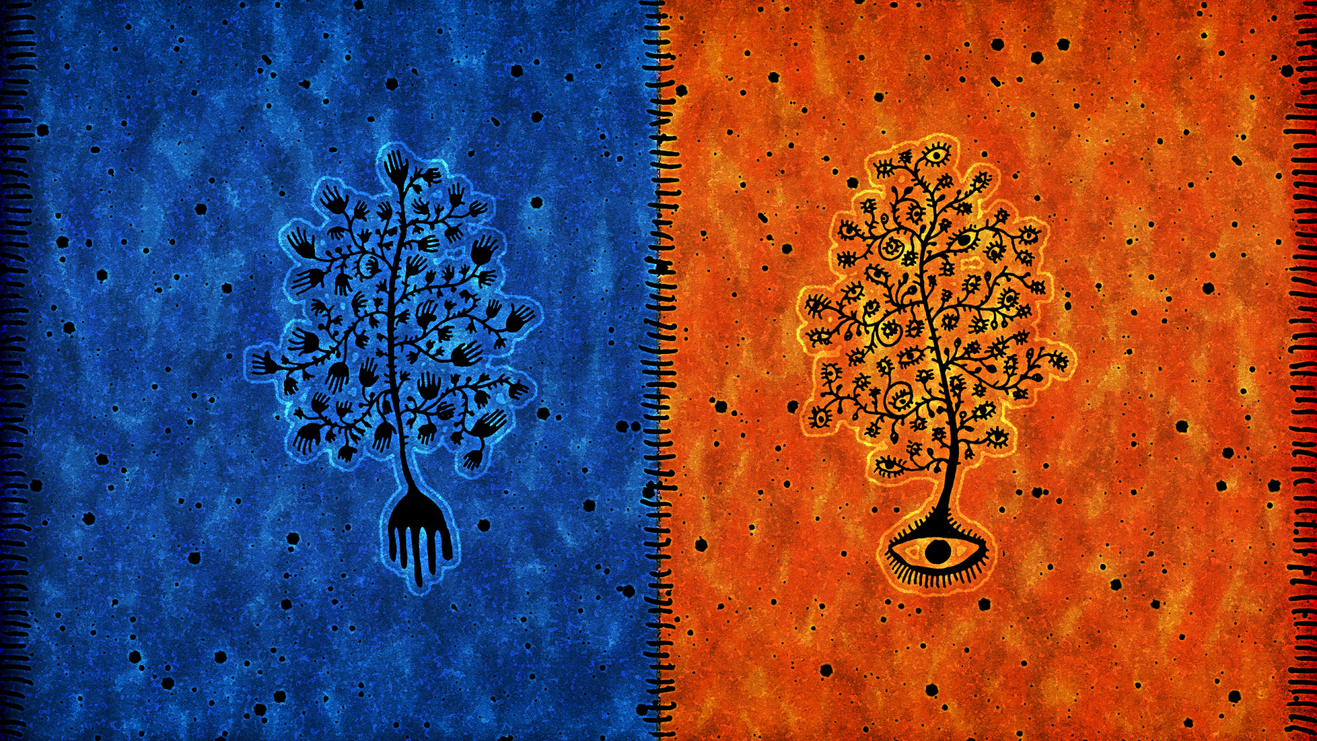 tree, eye, hands