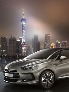 небоскребы, ds5, город, ночь, ситроен, citroen