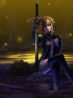 stay night, fate, взгляд, saber, девушка