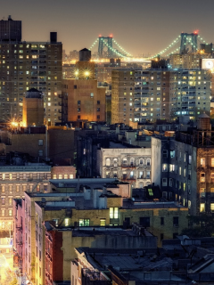 нью-йорк, new york city, night, from noho, nyc, огни, roof, ночь, williamsburg bridge, ower east side, brooklyn, usa