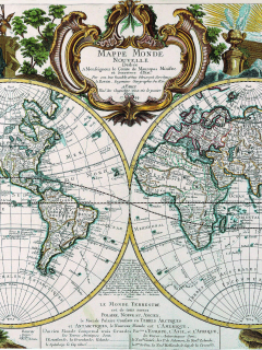 карта, древность, mappe monde, полушария, 1744