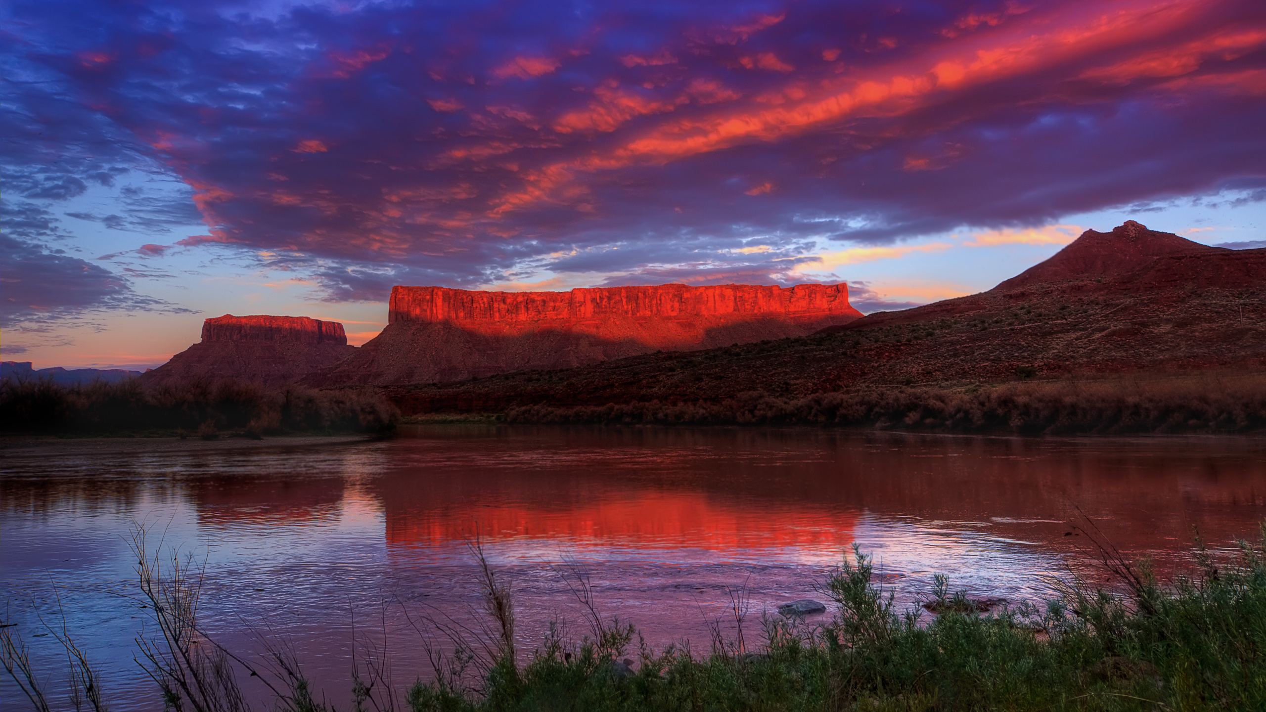 закат, горы, utah, озеро