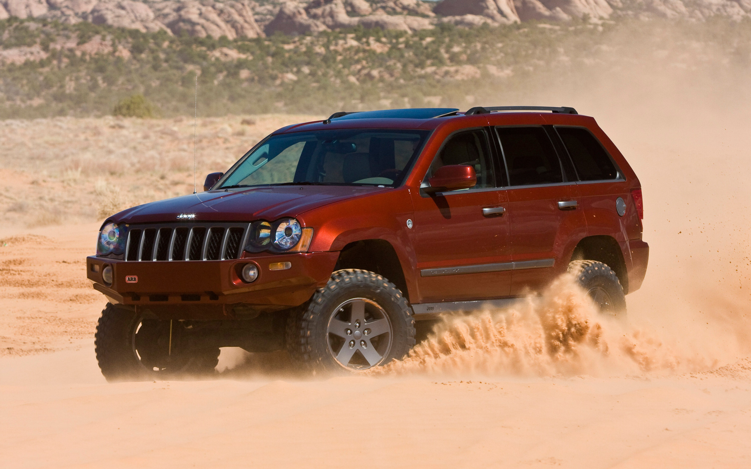 пустыня, отличные обои, jeep, песок, небо, дорога