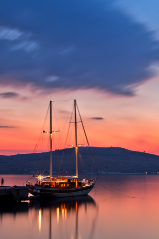 яхта, seascape, албания, океан, water, sky, sunset