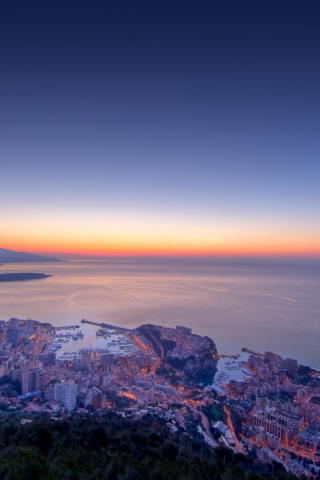 море, monaco, огни, побережье