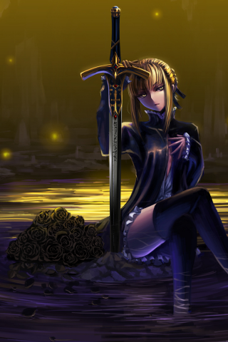 stay night, fate, взгляд, saber, девушка