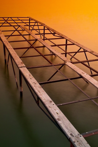 закат, обои, строившийся мост