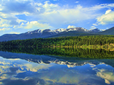 озеро, reflection, пейзаж, горы, hdr, природа, лес, отражение